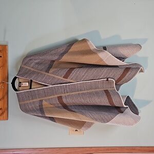 Open Blanket Shawl, Nutral Colors, Plus Size Shawl